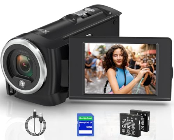 Caméscope Delmodes 2.7K - LED et Double Batterie